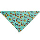 Cutie Ties Tie On Dog Bandana with colorful lion, zebra, giraffe, and monkey pattern on blue background