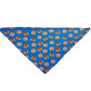 Cutie Ties Tie On Dog Bandana with blue background and donut and pancake pattern for pet supplies online store.
