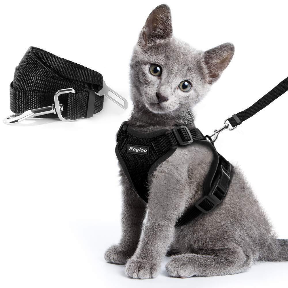 Escapeguard Cat Vest Harness And Car Seat Belt Adapter - Adjustable, Reflective, And Escape - Proof Harness For Cats And Small Dogs - Pets Perfect