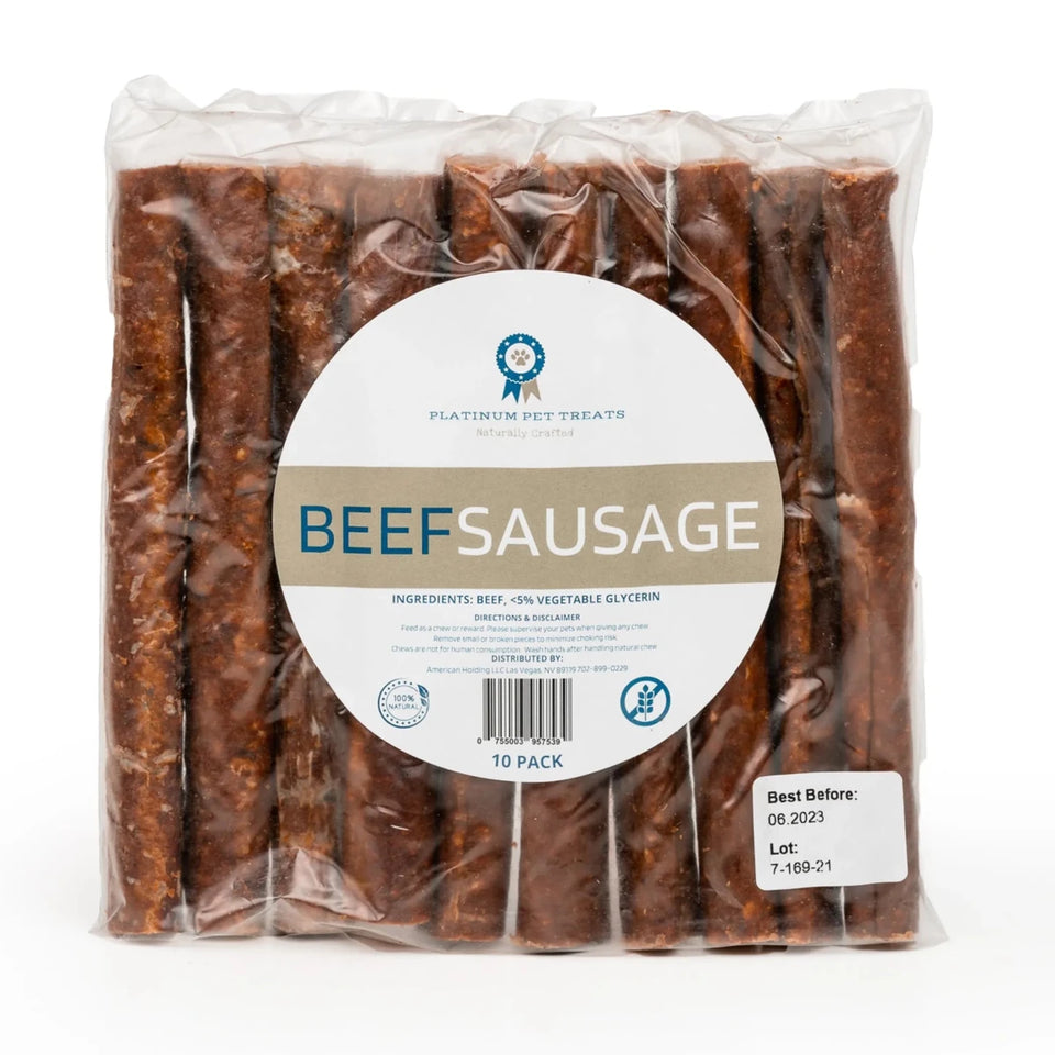 Platinum Pet Dog Treats - The Sausage: Beef (10 ct) - Pets Perfect