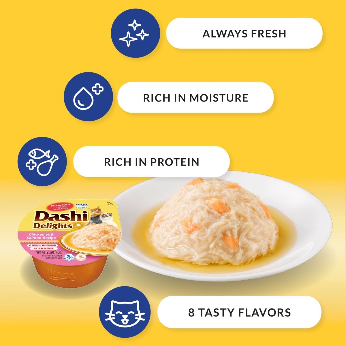 Inaba Dashi Delight 2.5oz. Chicken Tuna Salmon (6 count) - Pets Perfect