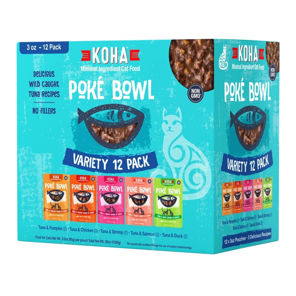 Koha Cat Grain Free Poke Bowl 3oz. Variety Pack (Case of 24) - Pets Perfect