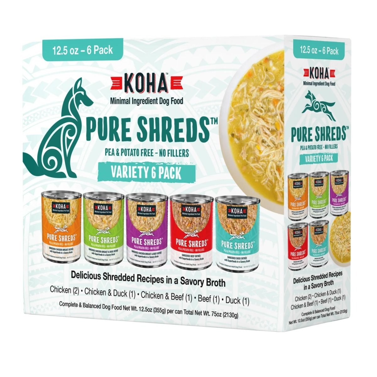 Koha Dog Grain Free Shredded 12.5oz. Variety Pack (Case of 12) - Pets Perfect