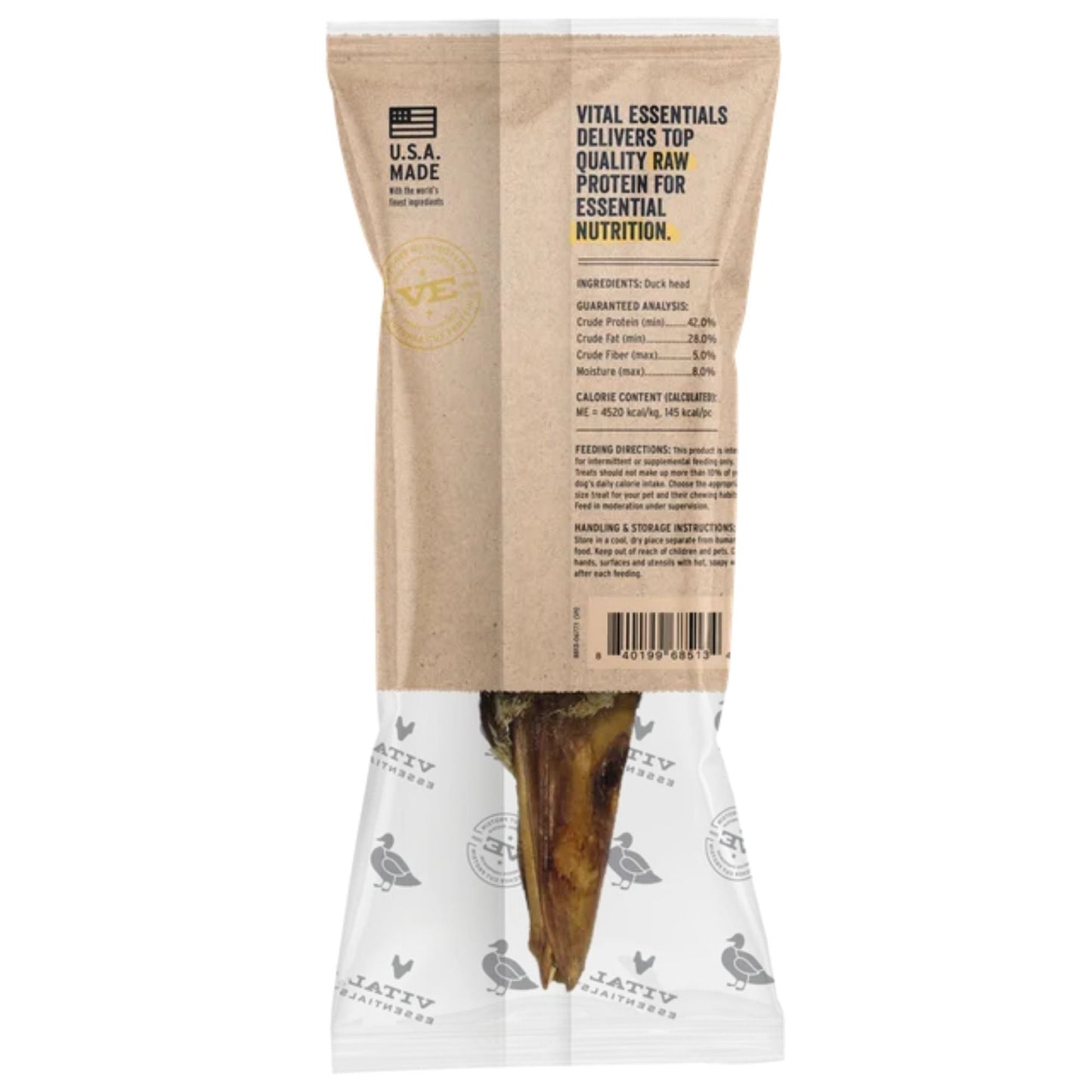 Vital Essentials Dog Raw Bar FD Raw Duck Head Dog Treat 1 oz. - 38 ct, view 4