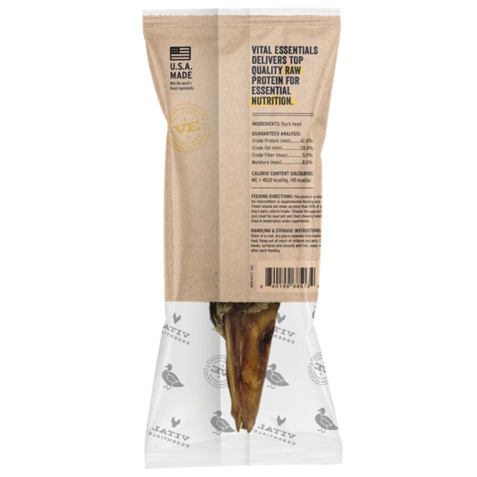 Vital Essentials Dog Raw Bar FD Raw Duck Head Dog Treat 1 oz. - 38 ct, view 4