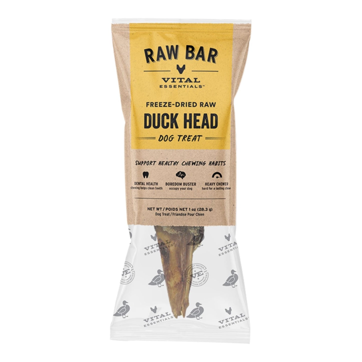 Vital Essentials Dog Raw Bar FD Raw Duck Head Dog Treat 1 oz. - 38 ct
