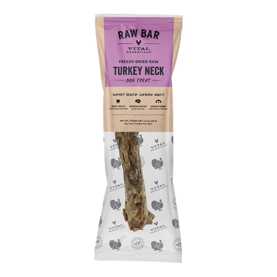 Vital Essentials Dog Raw Bar Freeze-Dried Raw Turkey Neck Treat 1.2oz. - (Case of 22)