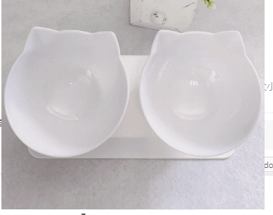 Elevated Non - Slip Double Cat Bowl With 15° Tilted Design - Pets Perfect
