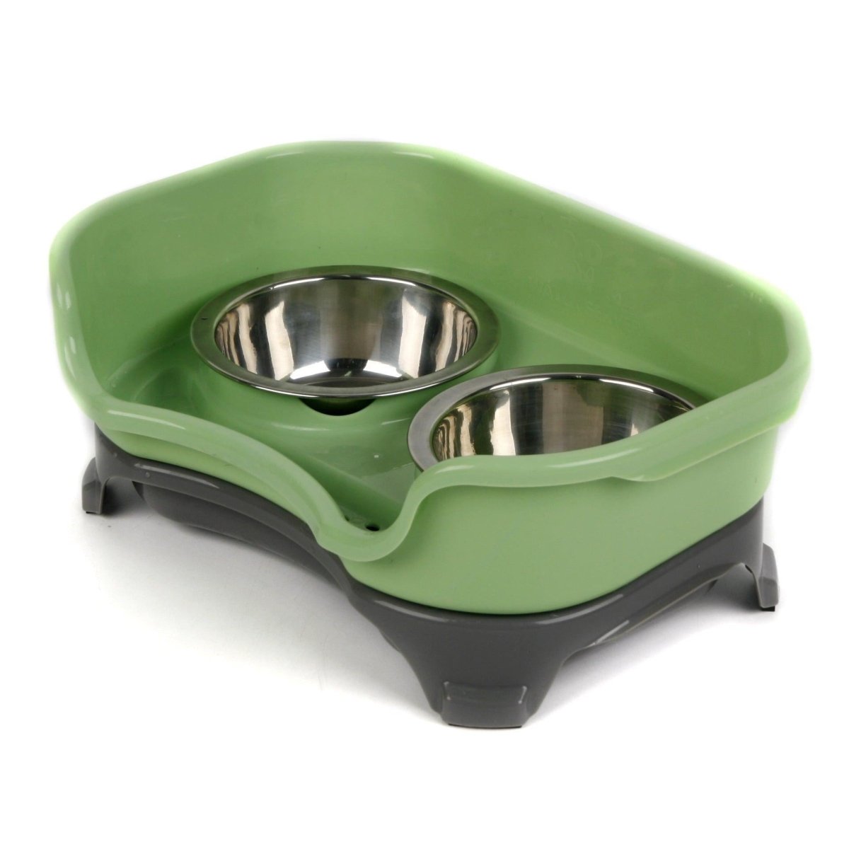 Dog Hugs Cat Pet Double Basin Stainless Steel Bowl Set - Food and Water Dog Bowl - Pets Perfect