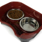 Dog Hugs Cat Pet Double Basin Stainless Steel Bowl Set - Food and Water Dog Bowl - Pets Perfect