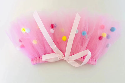 Pink Pom Pom Dog Tutu Skirt - Fluffy Tulle Pet Skirt - Pets Perfect