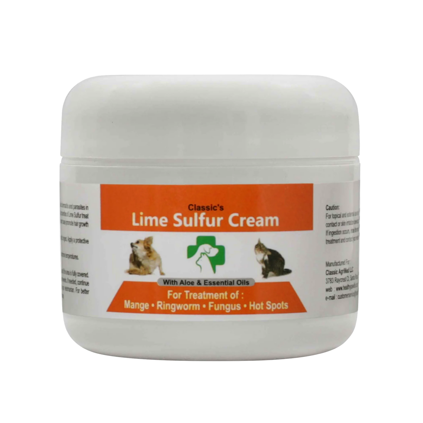 Classic's Lime Sulfur Pet Skin Cream - Dog Skin Treatment for Ringworm, Mange, Hot Spots and Dry Skin - 2 oz