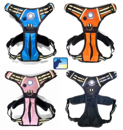 Headlight Harness LED Dog Harness with Built-in Light, Pink/XSMALL