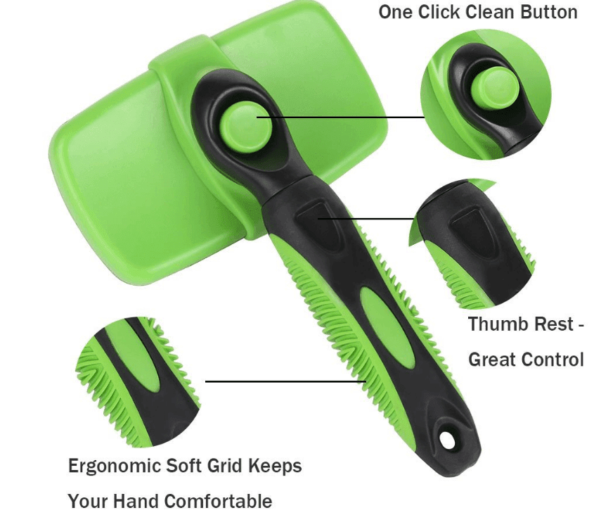 Dog Hugs Cat FurFreeze Self - Cleaning Slicker Brush - Stainless Steel Dog Grooming Brush - Pets Perfect