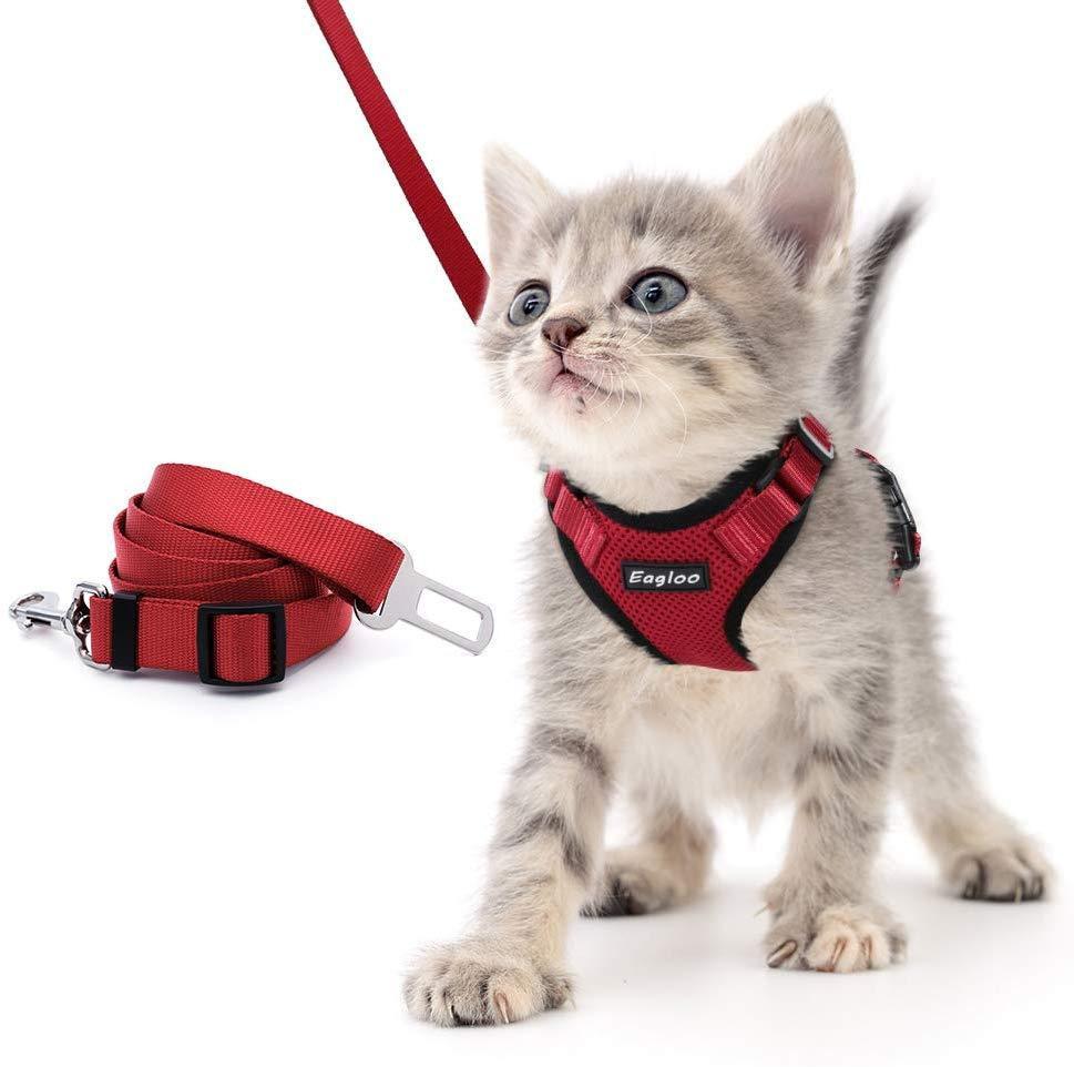 Escapeguard Cat Vest Harness And Car Seat Belt Adapter - Adjustable, Reflective, And Escape - Proof Harness For Cats And Small Dogs - Pets Perfect