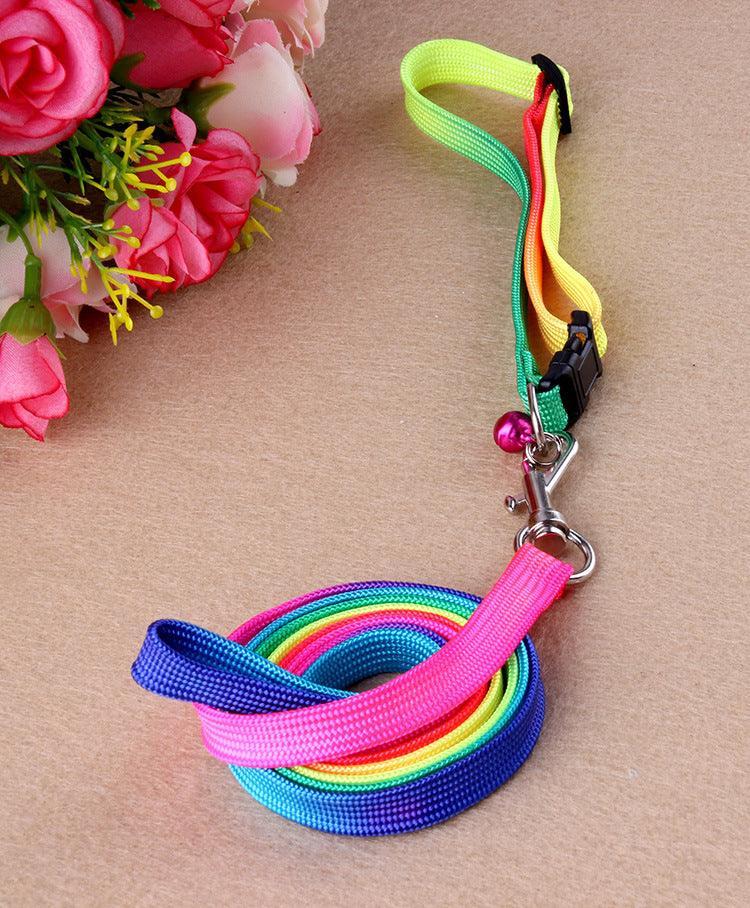Rainbow Round Rope Dog Leash - Lightweight Nylon Leash for Small Dogs & Cats - Pets Perfect