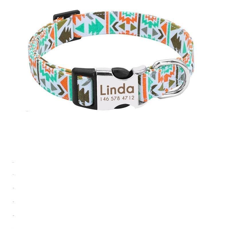 Personalized Engraved Nylon Dog Collar with ID Tag - Custom Name Collar for Dogs - Pets Perfect