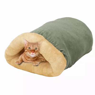 GOOPAWS 4 in 1 Self Warming Burrow Cat Bed, Pet Hideway Sleeping Cuddle Cave - Pets Perfect