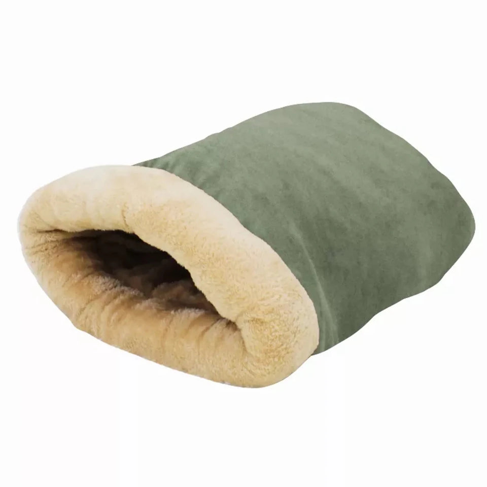 GOOPAWS 4 in 1 Self Warming Burrow Cat Bed, Pet Hideway Sleeping Cuddle Cave - Pets Perfect