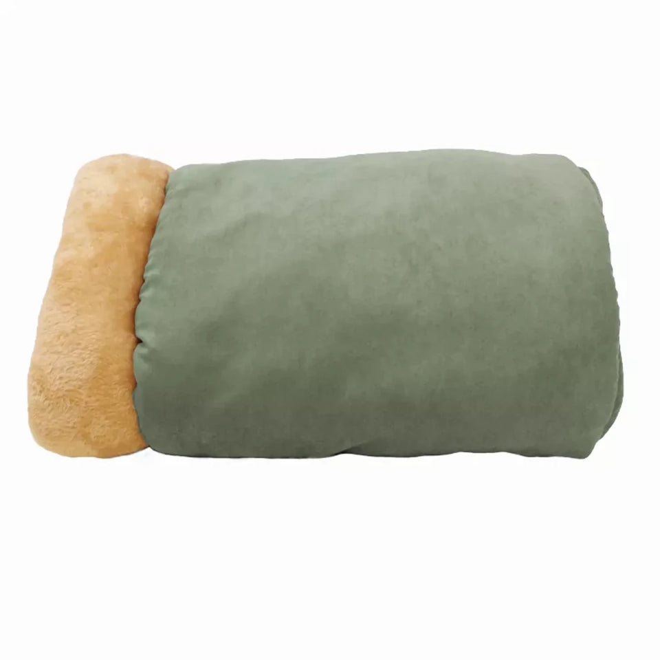 GOOPAWS 4 in 1 Self Warming Burrow Cat Bed, Pet Hideway Sleeping Cuddle Cave - Pets Perfect