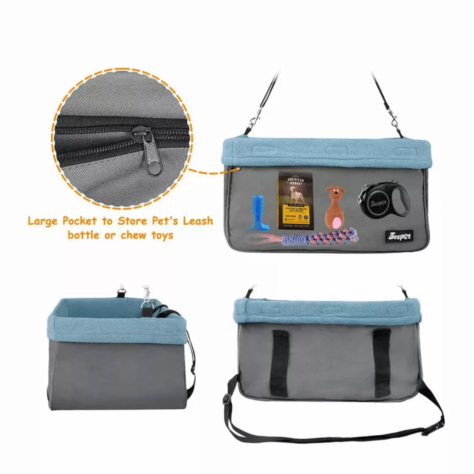 JESPET & GOOPAWS Dog Booster Seats for Cars, Portable Dog Car Seat Travel Carrier with Seat Belt for 24 lb Pets - Pets