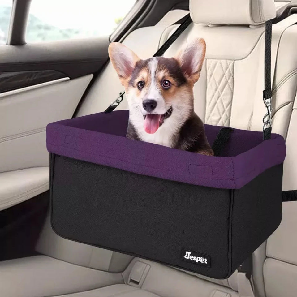 JESPET & GOOPAWS Dog Booster Seats for Cars, Portable Dog Car Seat Travel Carrier with Seat Belt for 24 lb Pets - Pets