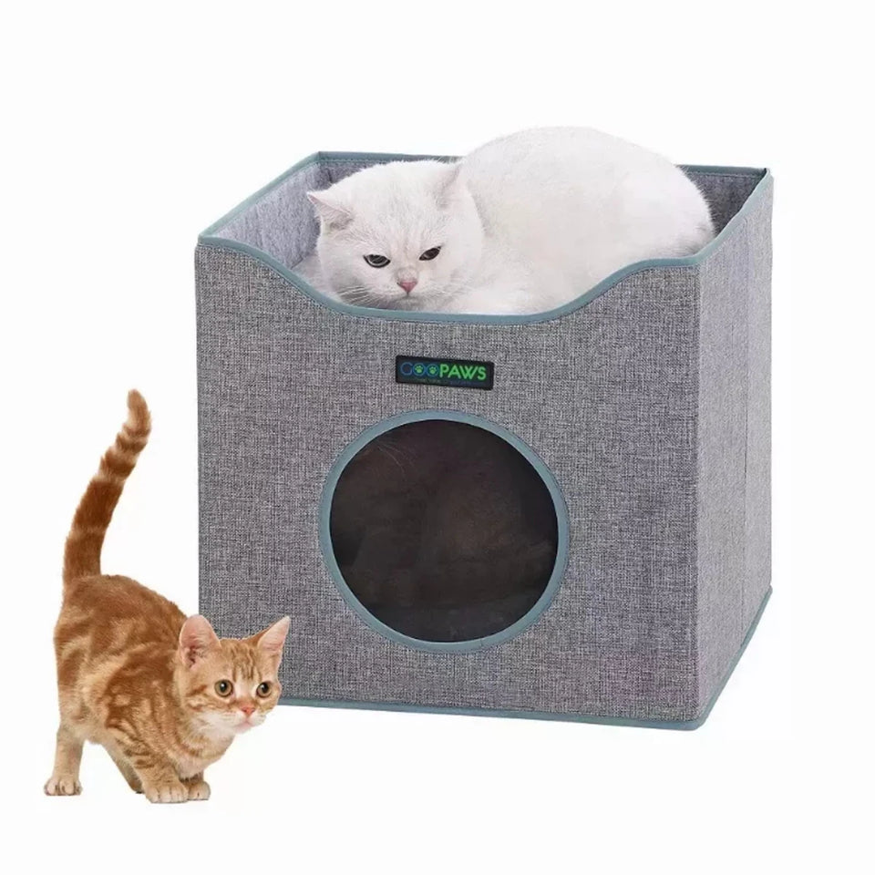 JESPET Foldable Cat Condo Cube House with Reversible Cushions - Pets Perfect
