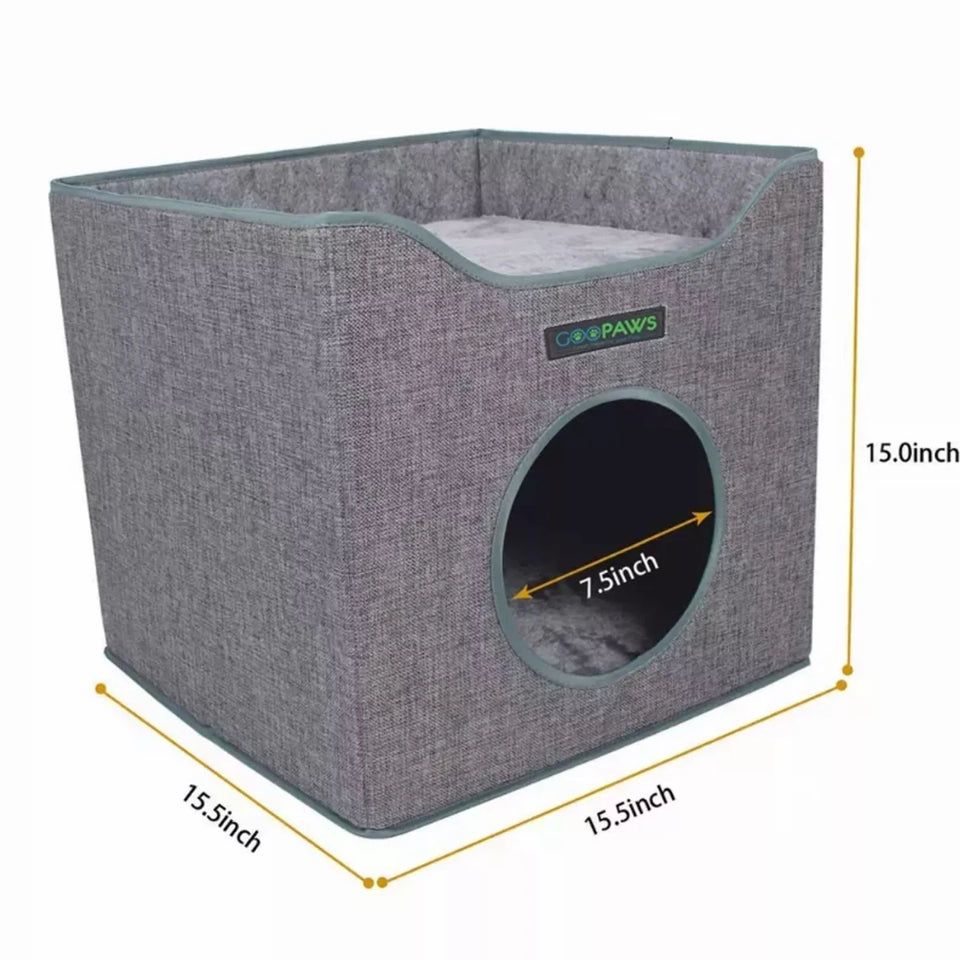 JESPET Foldable Cat Condo Cube House with Reversible Cushions - Pets Perfect