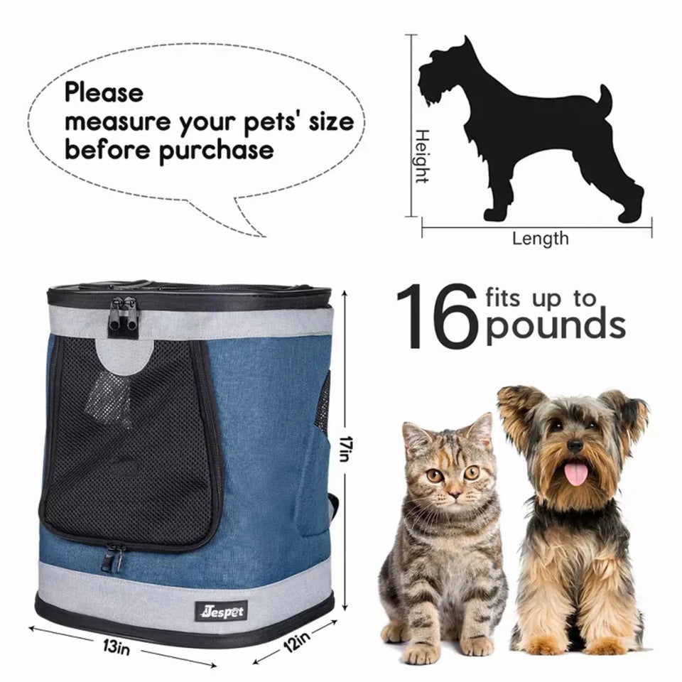JESPET Pet Backpack Carrier for Small Dog, Puppy, Soft Carrier Backpack Ideal for Traveling, Hiking