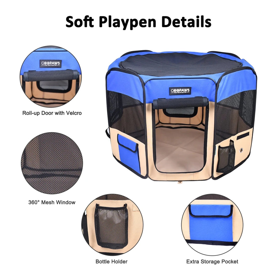 JESPET Pet Dog Playpens 36", 45" & 61" Portable Soft Dog Exercise Pen Kennel with Carry Bag for Puppy Cats Kittens Rabbits