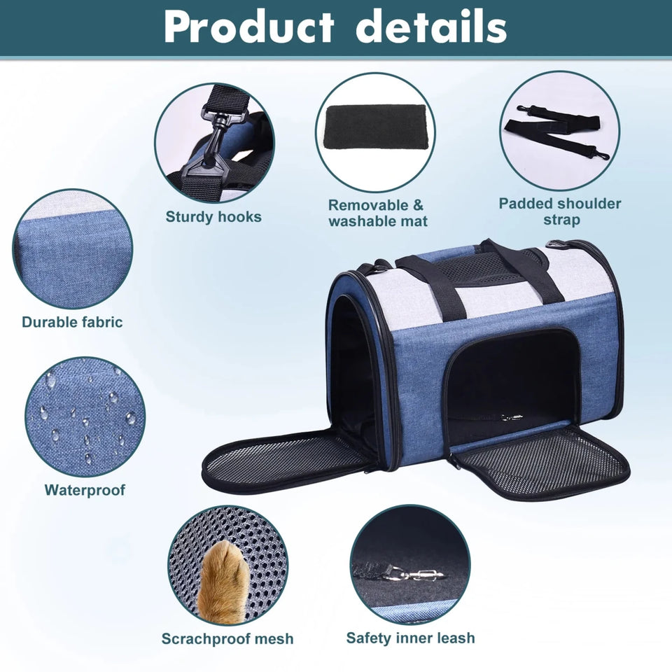 JESPET Soft-Sided Collapsible Pet Carrier for Dogs & Cats - Pets Perfect