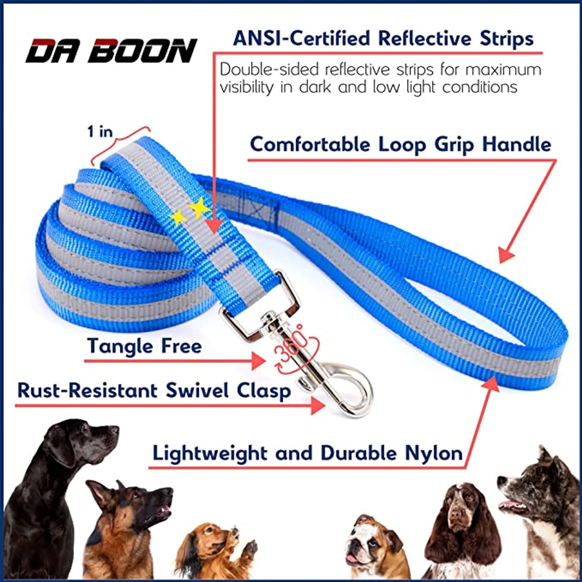 Da Boon Original Double - Sided Reflective Leash - Pets Perfect