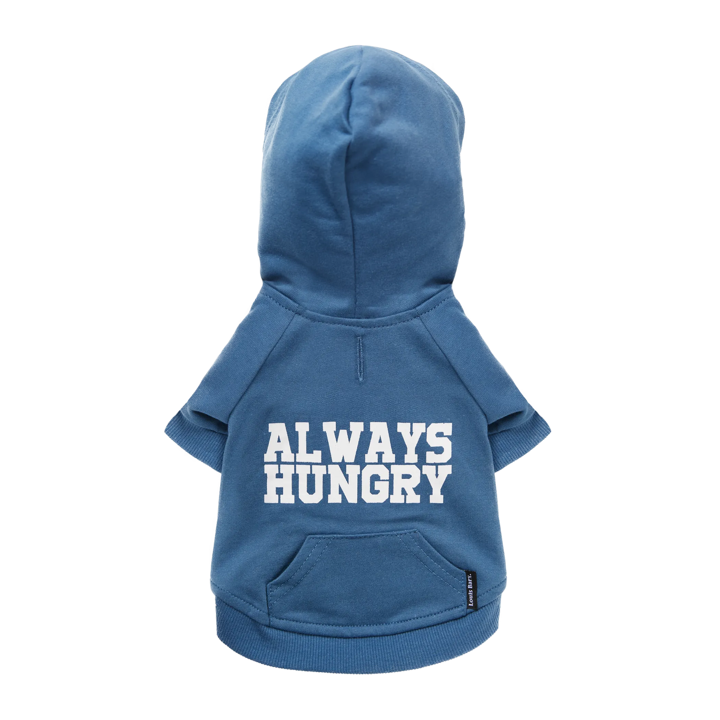 Louis Barx Everyday Dog Hoodie - Always Hungry, Blueberry Blue