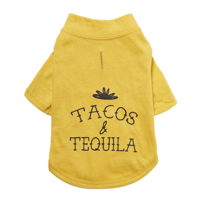 Louis Barx Essential Dog T-Shirt - Tacos & Tequila, Mustard - Pets Perfect