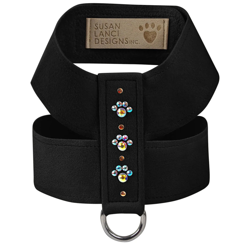 Susan Lanci Designs Crystal Paws Tinkie Dog Harness, Black/LARGE