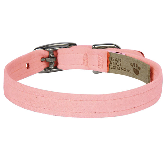 Susan Lanci Designs Plain Ultrasuede Dog Collar - Premium Stain-Resistant Luxury Collar