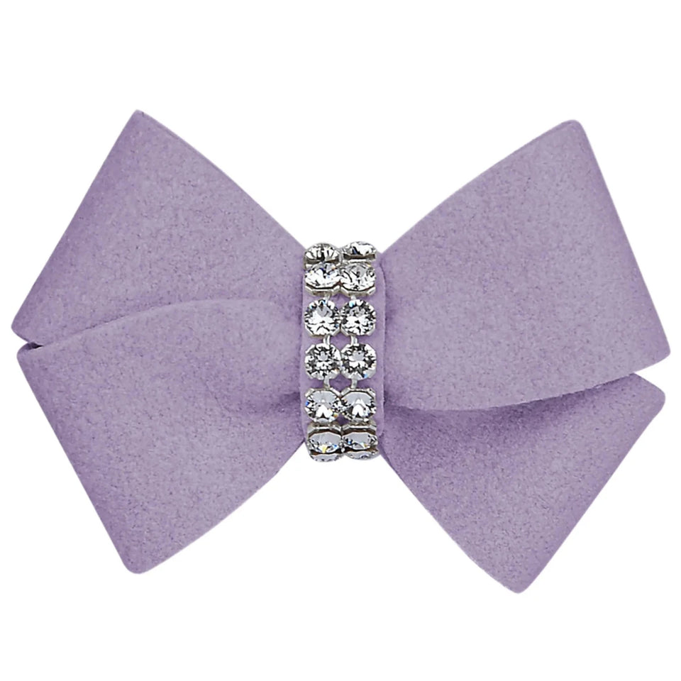 Susan Lanci Designs Nouveau Bow - Crystal Ultrasuede Dog Hair Bow, Puppy pink/XS, view 5