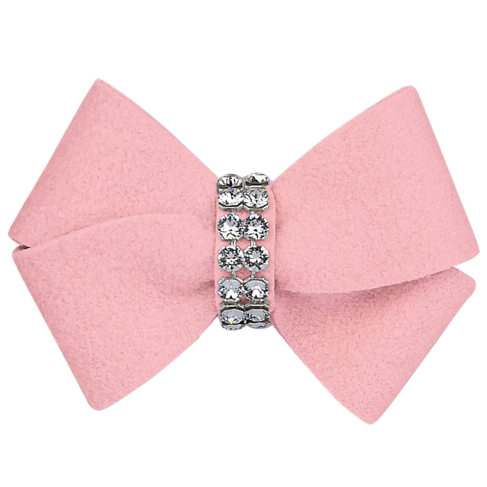 Susan Lanci Designs Nouveau Bow - Crystal Ultrasuede Dog Hair Bow, Puppy pink/SMALL, view 6