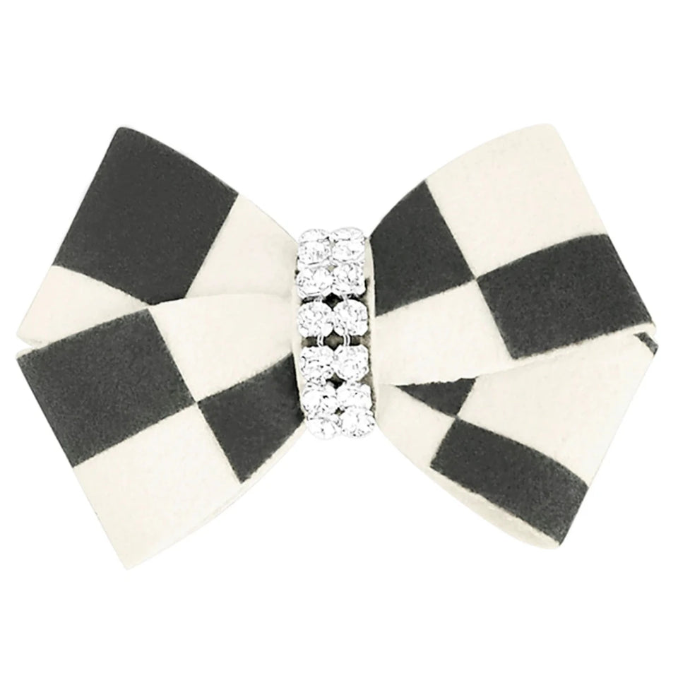 Susan Lanci Designs Windsor Check Nouveau Bow - Crystal Dog Hair Bow, view 6