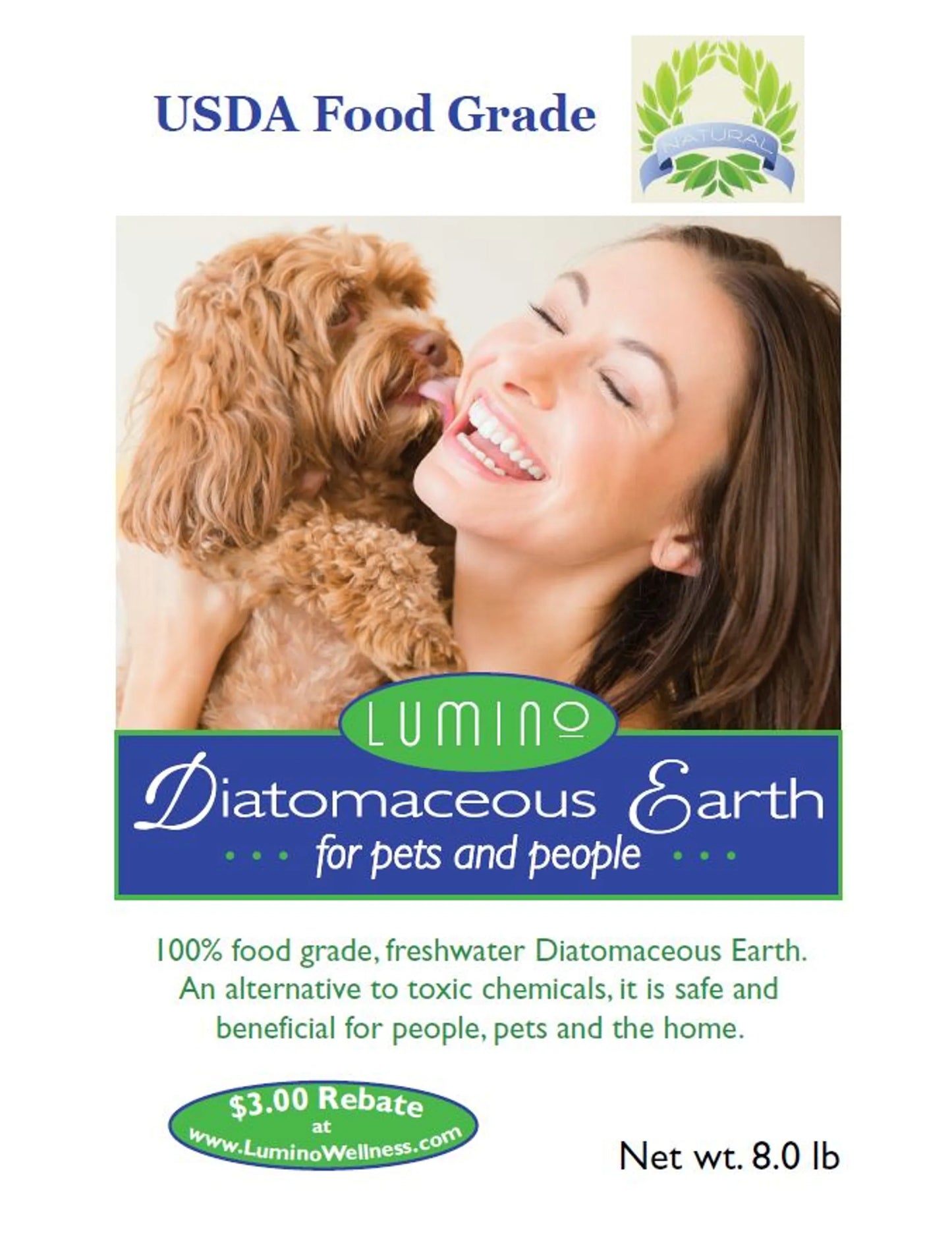 Food Grade Diatomaceous Earth for Dogs, Cats & Small Pets - Natural Odor Control & Moisture Absorber 1.5 lbs