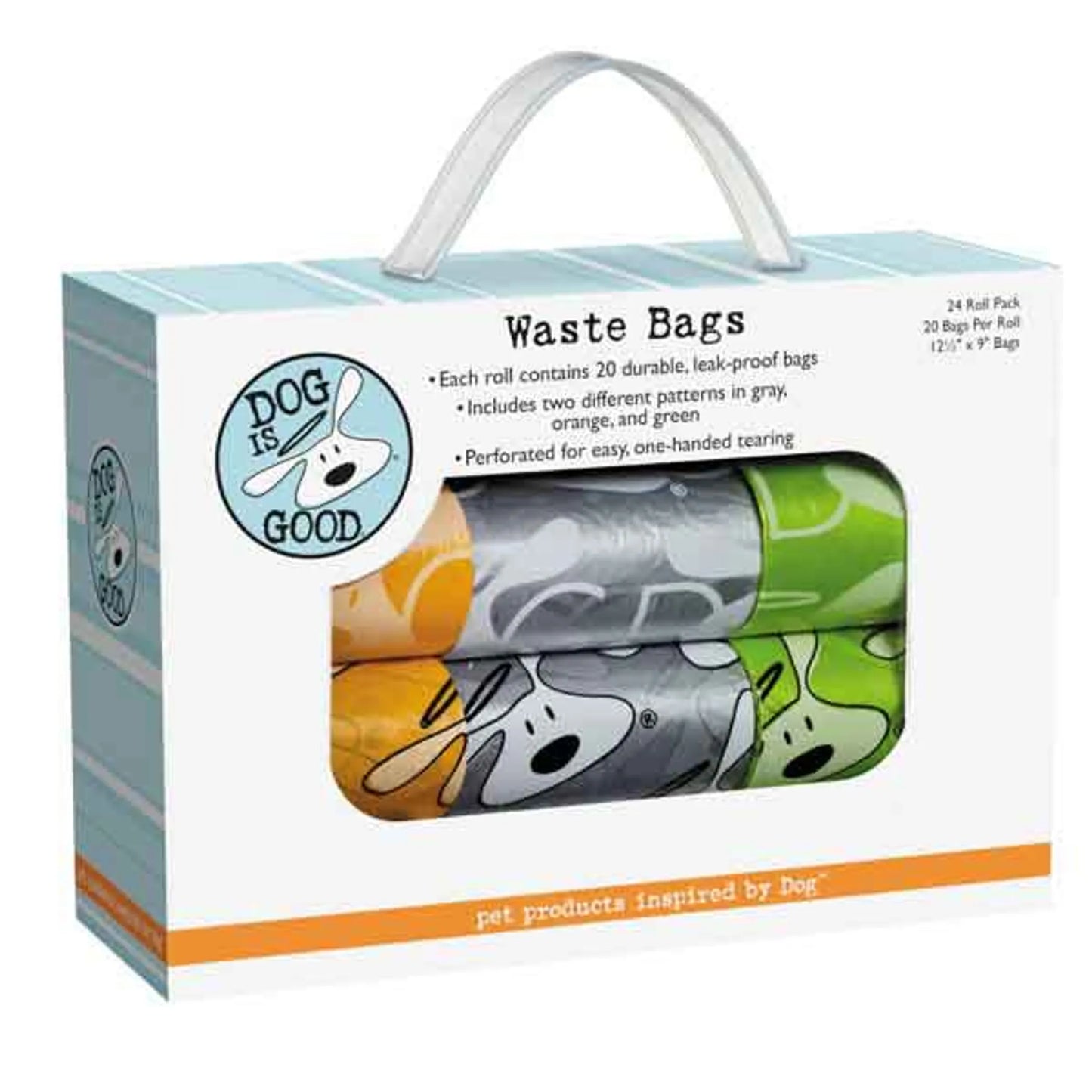 Dog is Good Icon Waste Bags - 24-Pack Bulk Set - Assorted Patterns - 360 Bags Total