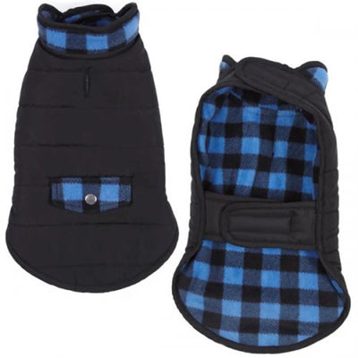 Casual Canine Reversible Dog Coat - Blue, XSMALL/1