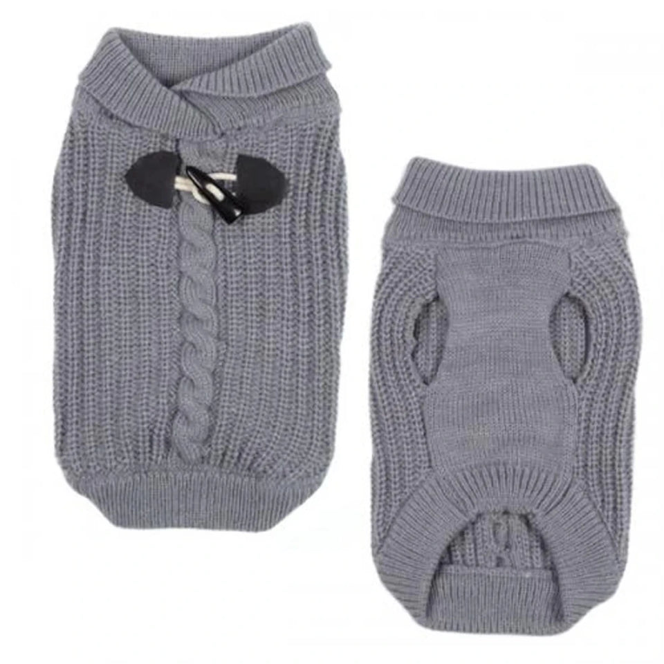 ES Shawl Dog Collar Sweater, Gray/MEDIUM, view 3