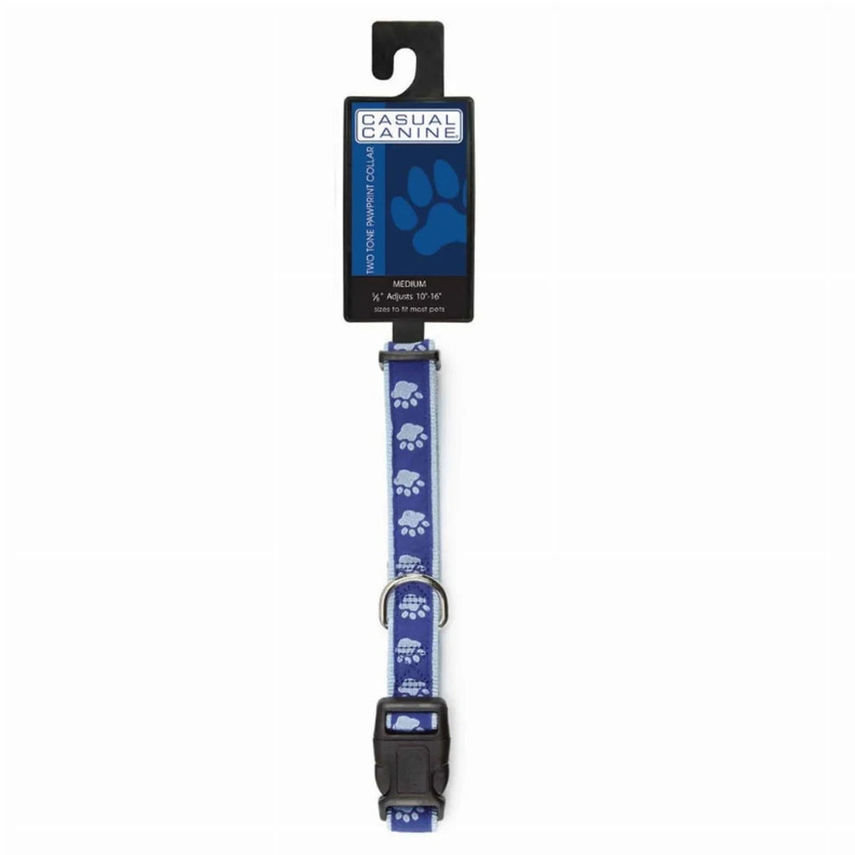 CC TwoTone Pawprint Dog Collar 10-16 in Black, view 3