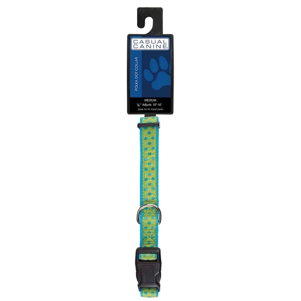 CC Polka Dot Dog Collar 10-16 in Grn, view 2