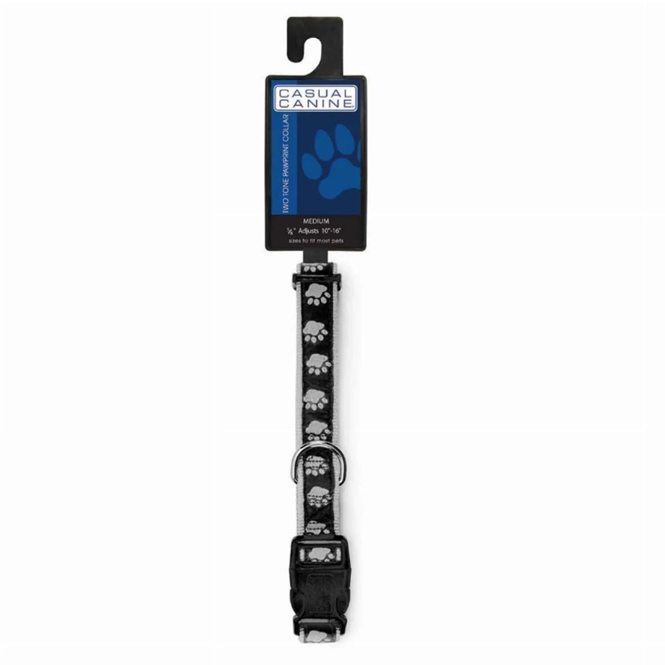 CC TwoTone Pawprint Dog Collar 10-16 in Black, view 7