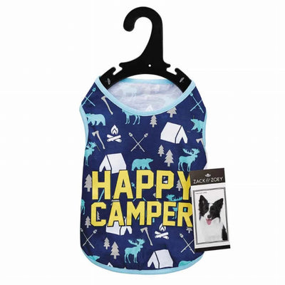 Zack & Zoey Happy Camper Dog Tank Top, X-Small to X-Large, 1