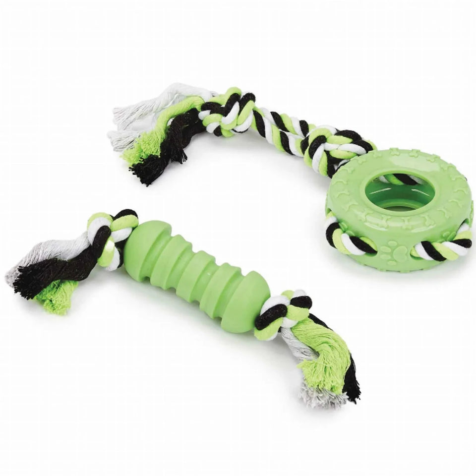 BPP Dog Rope Tug TPR Dog Toy 2pc - Pets Perfect