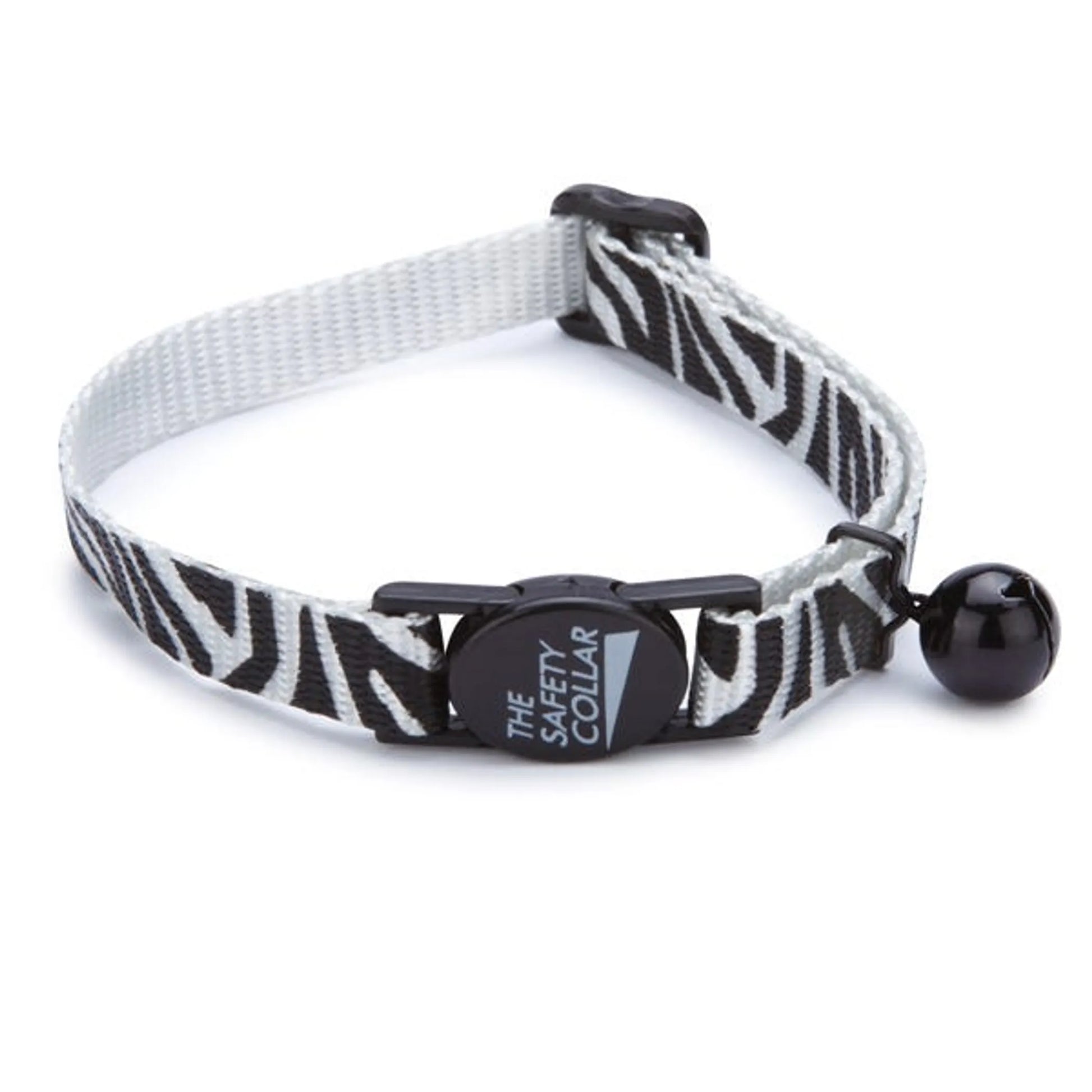 MT AnimalPrint Cat Collar 8-12In Chtah with black bell and safety buckle, zebra pattern pet supplies accessory