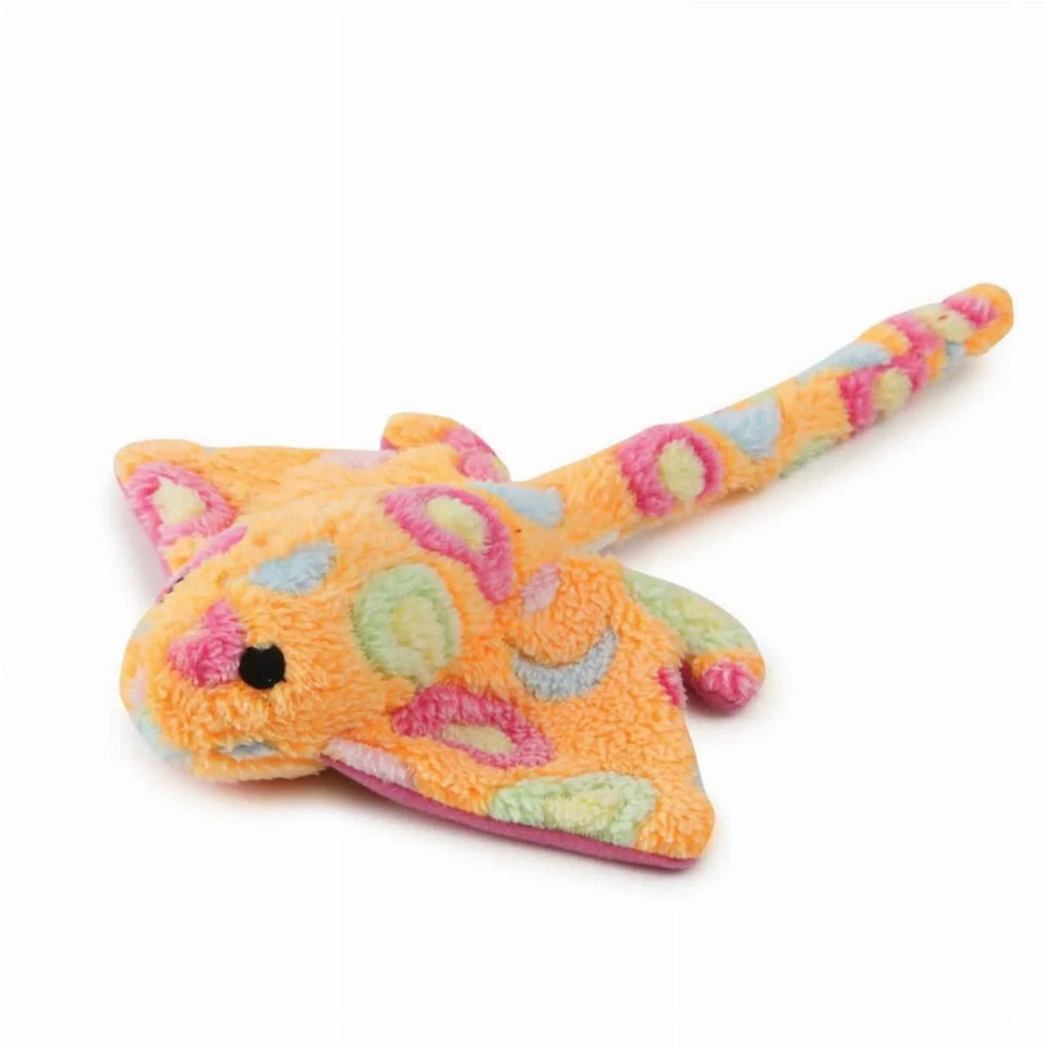 Zanies Sea Charmer Stingray Plush Dog Toy - Blue, Orange & Pink, view 6
